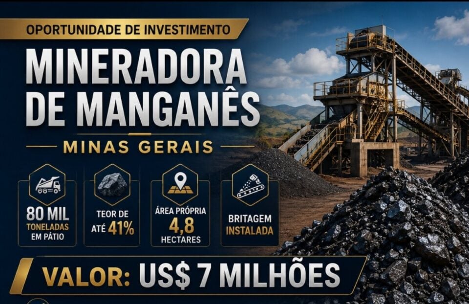 OPORTUNIDADE ÚNICA MINERADORA DE MANGANÊS À VENDA EM MINAS GERAIS