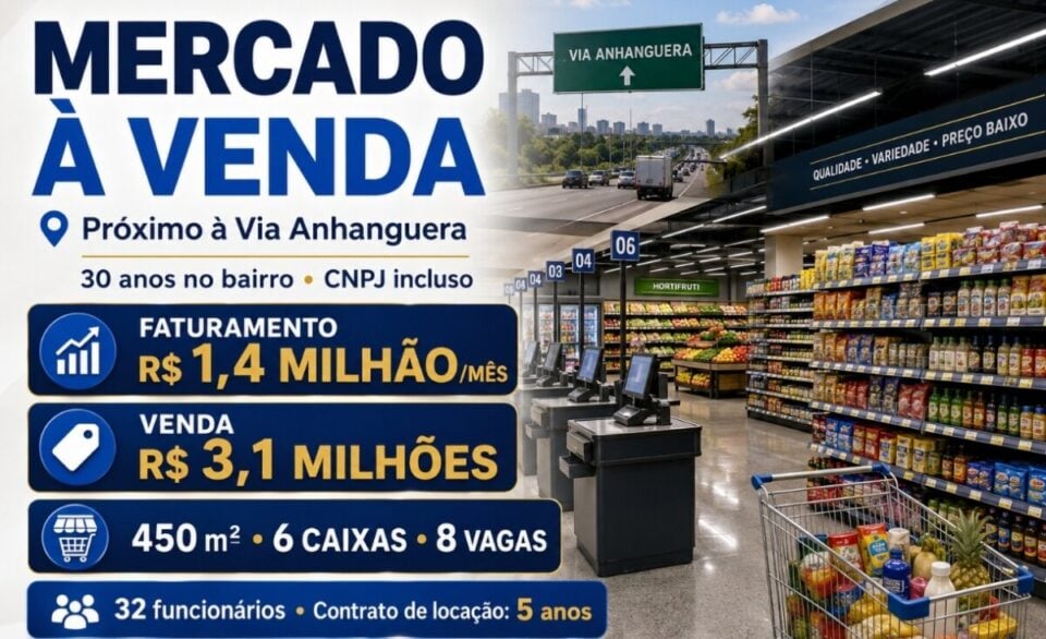 ÓTIMA OPORTUNIDADE MERCADO TRADICIONAL À VENDA – PRÓXIMO À VIA ANHANGUERA