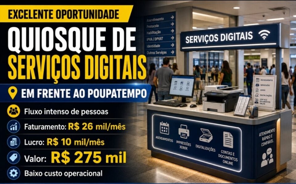 EXCELENTE OPORTUNIDADE – QUIOSQUE DE SERVIÇOS DIGITAIS