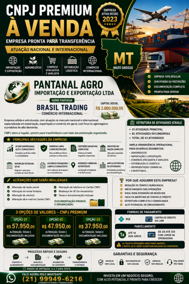 Venda de empresas CNPJ