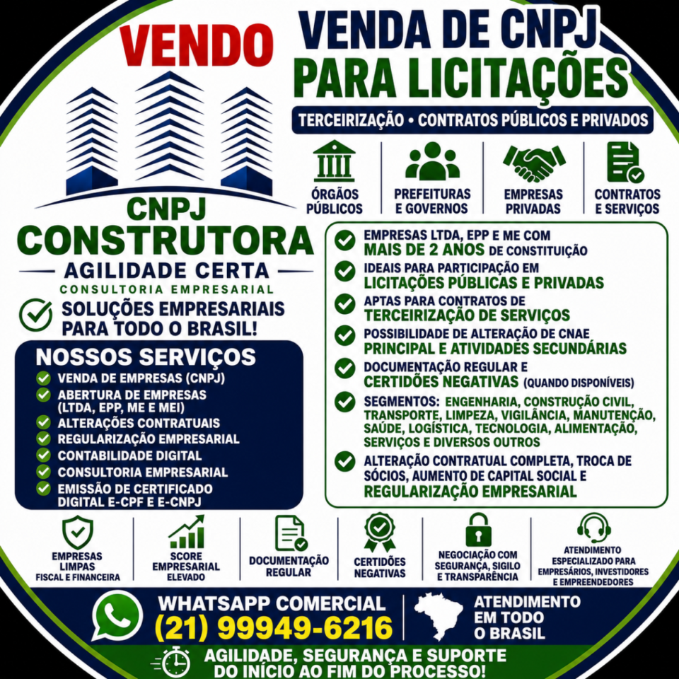 Venda de empresas CNPJ