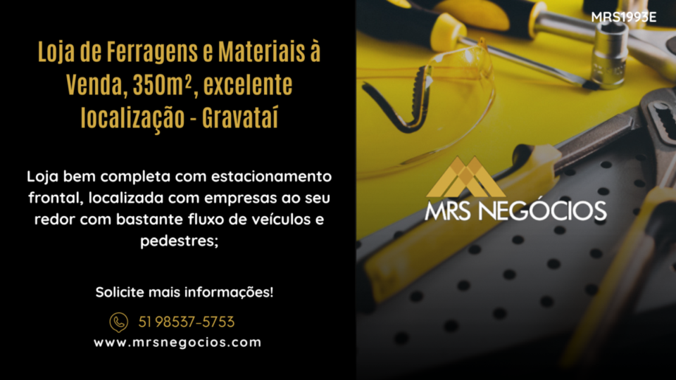 Loja de Ferragens e Materiais à Venda, 350m², excelente localização – Grava