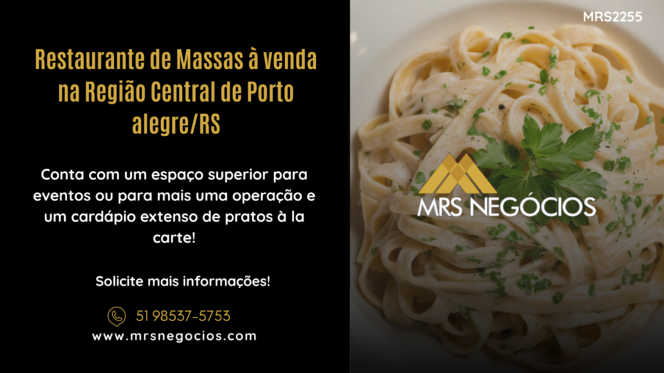 Restaurante de Massas à venda na Região Central de Porto alegre/RS