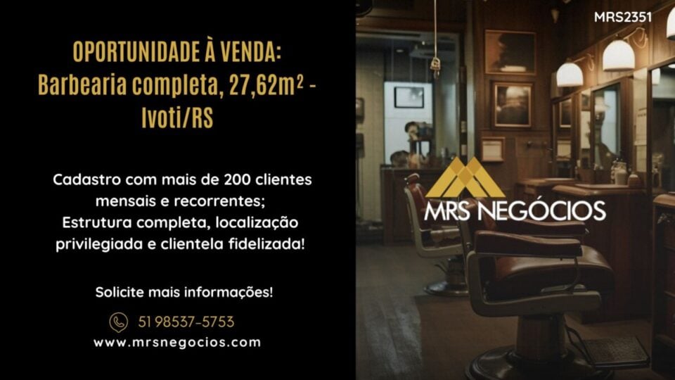 OPORTUNIDADE À VENDA Barbearia completa, 27,62m² – Ivoti/RS