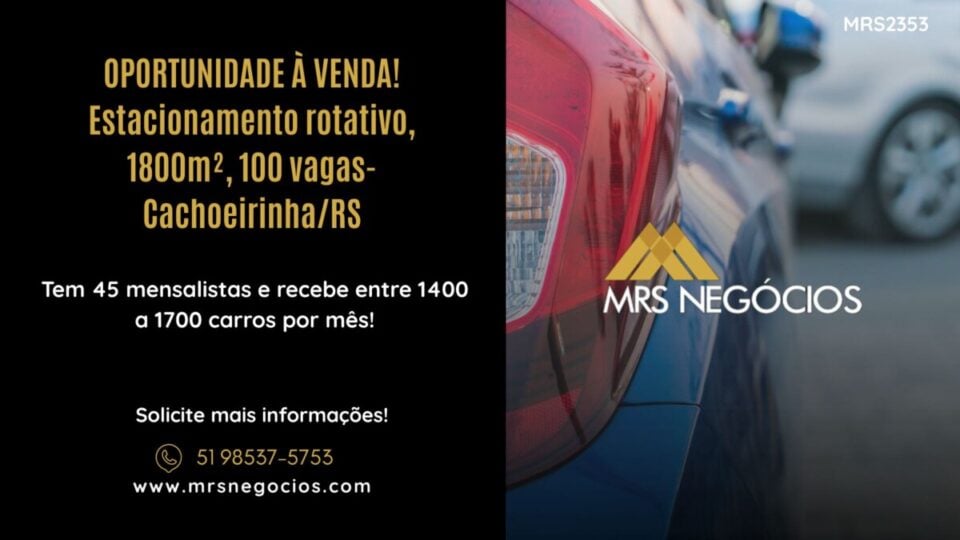 OPORTUNIDADE À VENDA Estacionamento rotativo, 1800m², 100vagas- Cachoeirin