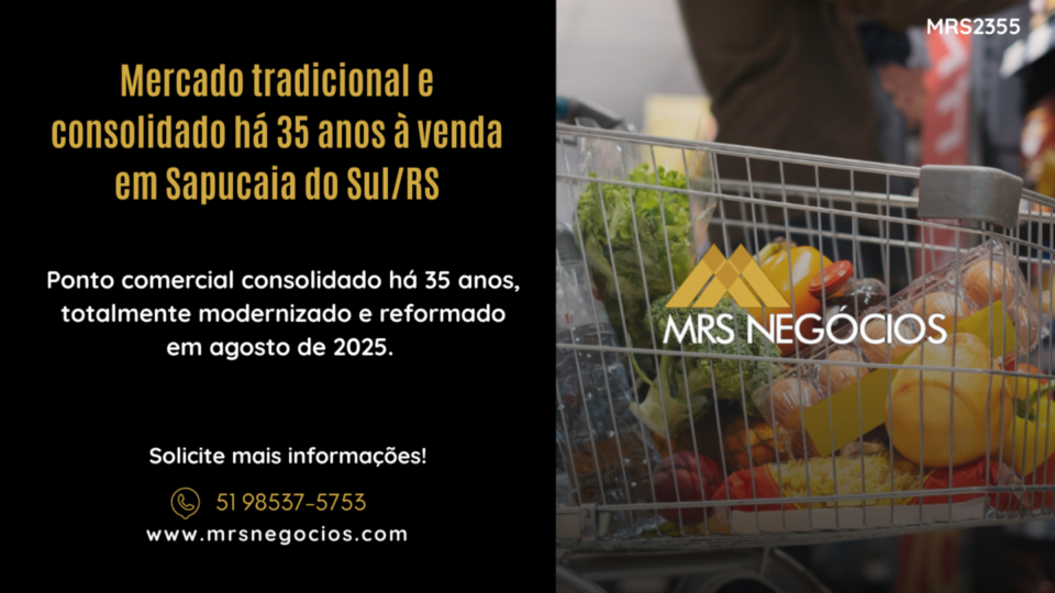 Mercado tradicional e consolidado há 35 anos à venda em Sapucaia do Sul/RS
