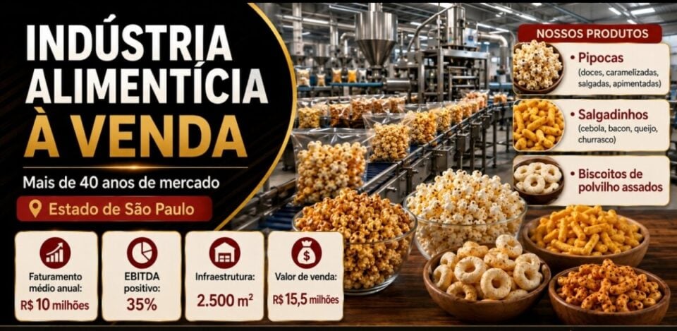OPORTUNIDADE INDÚSTRIA ALIMENTÍCIA CONSOLIDADA HÁ MAIS DE 40 ANOS – SP
