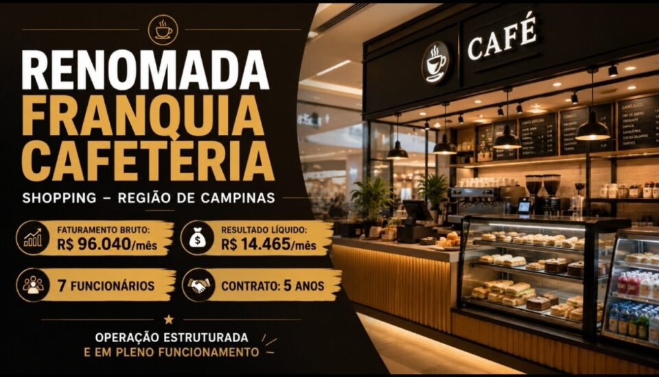 OPORTUNIDADE EXCLUSIVA – OPERAÇÃO DE ALIMENTAÇÃO EM SISTEMA DE FRANQUIA