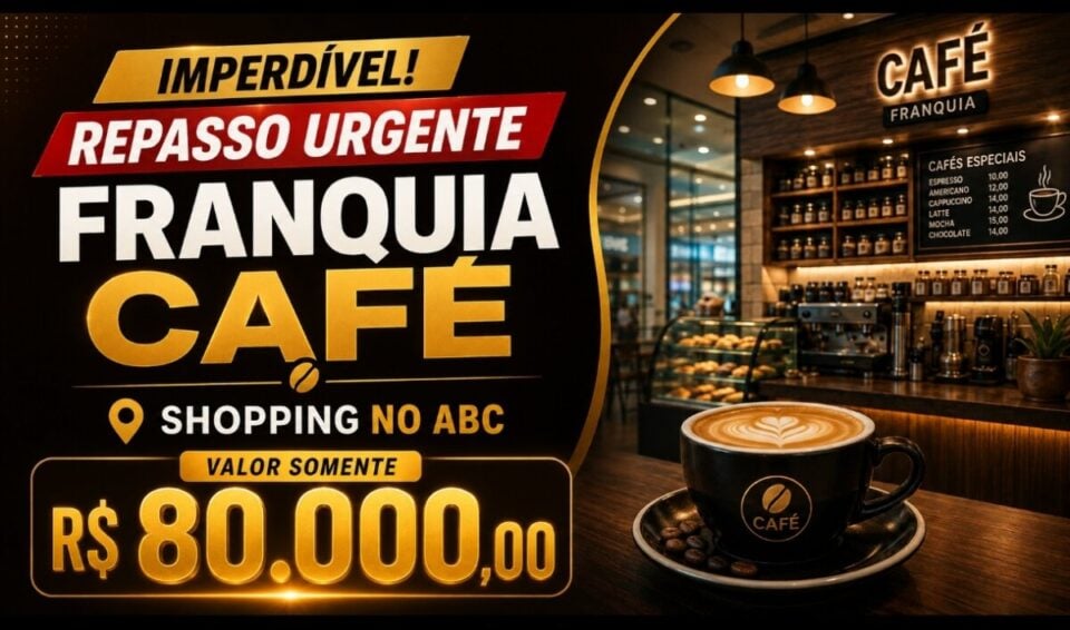 CAFETERIA FRANQUEADA À VENDA – SHOPPING NA REGIÃO DO ABC