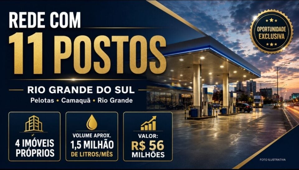 EXCEPCIONAL OPORTUNIDADE REDE DE 11 POSTOS DE COMBUSTÍVEIS NO SUL DO BRASIL
