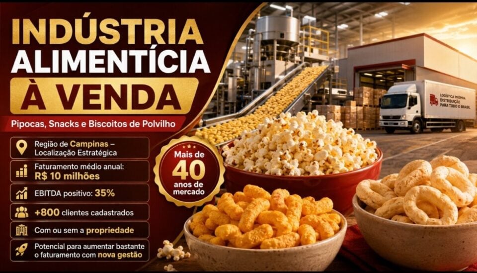 OPORTUNIDADE INDÚSTRIA ALIMENTÍCIA CONSOLIDADA HÁ MAIS DE 40 ANOS – SP