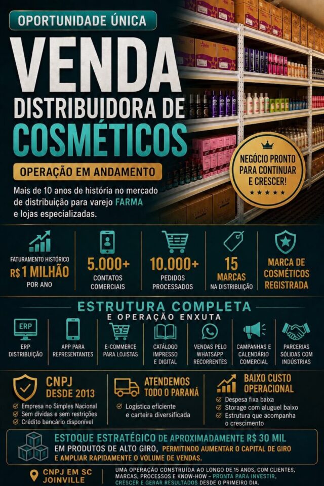 Oportunidade de negócio – Distribuidora de cosméticos