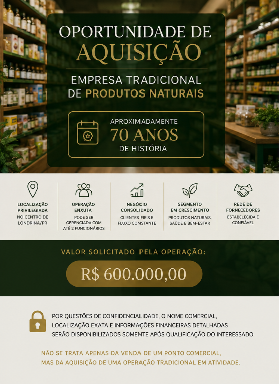 Empresa tradicional do segmento de produtos naturais