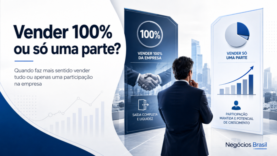 É melhor vender 100% da empresa ou só uma parte dela?