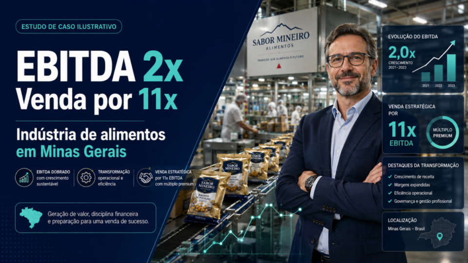 Estudo de Caso: Dobrou o EBITDA e Vendeu por 11x — Indústria de Alimentos — Minas Gerais