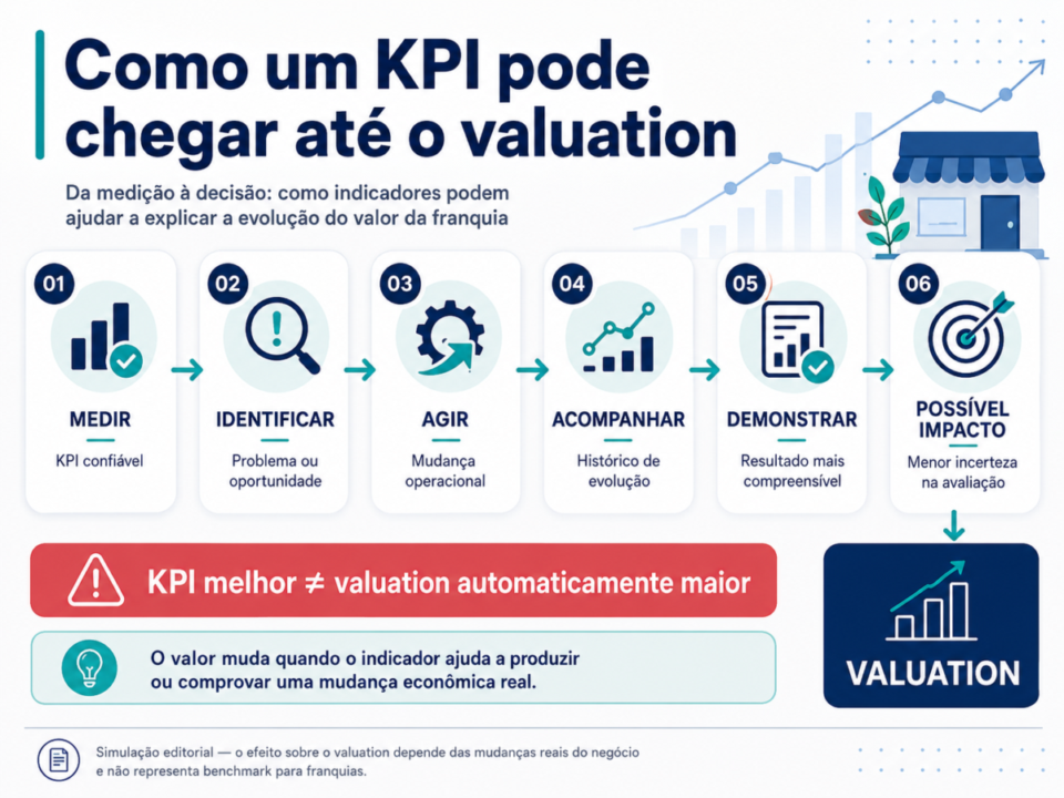 Estudo de Caso: KPIs que Aumentaram o Valor em 154% — Franquia de Estética — Curitiba Fluxograma “Como um KPI pode chegar até o valuation”