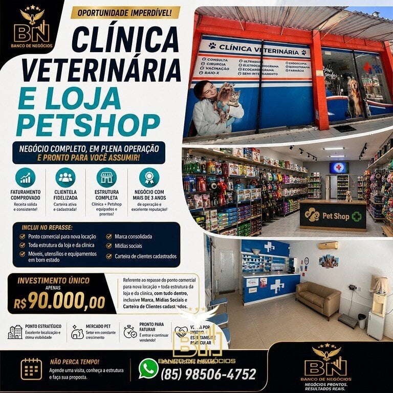 VENDO CLÍNICA VETERINÁRIA C/ LOJA DE PRODUTOS PET – 3045