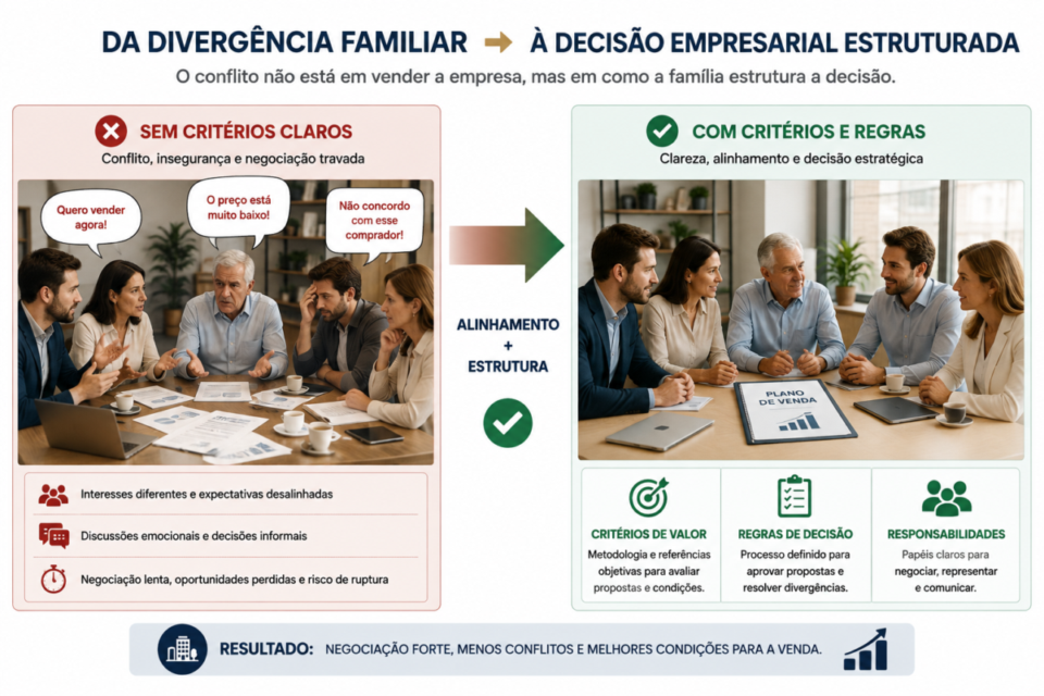 Infográfico mostrando como critérios e regras podem reduzir conflitos na venda de uma empresa familiar


vender empresa familiar gera conflito