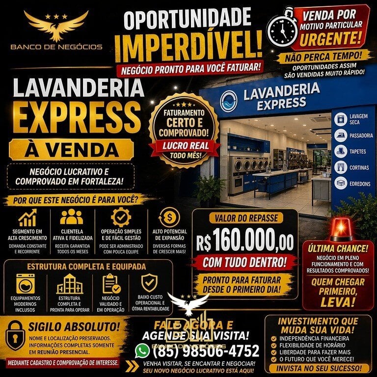 Vendo Franquia de Lavanderia Express em Fortaleza-CE – 3010