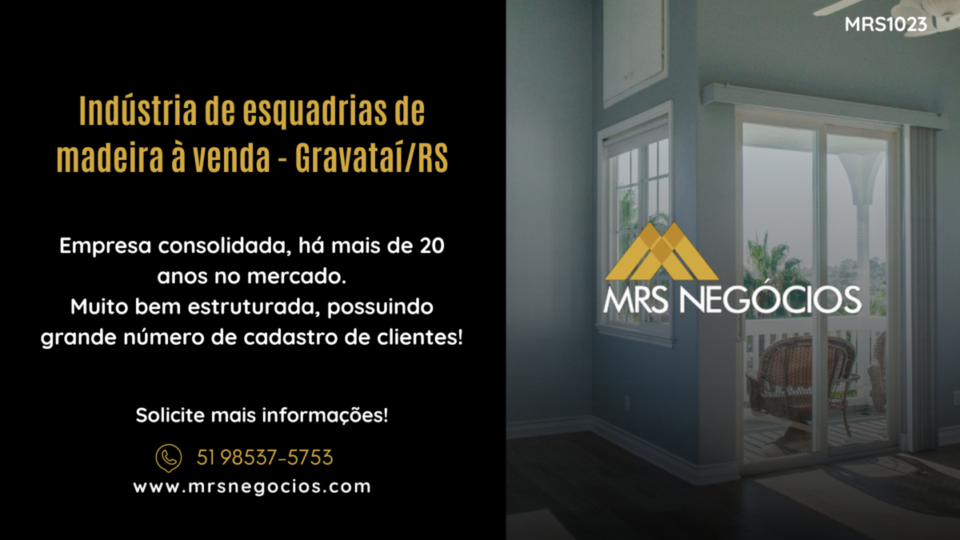 Indústria de esquadrias de madeira à venda – Gravataí/RS