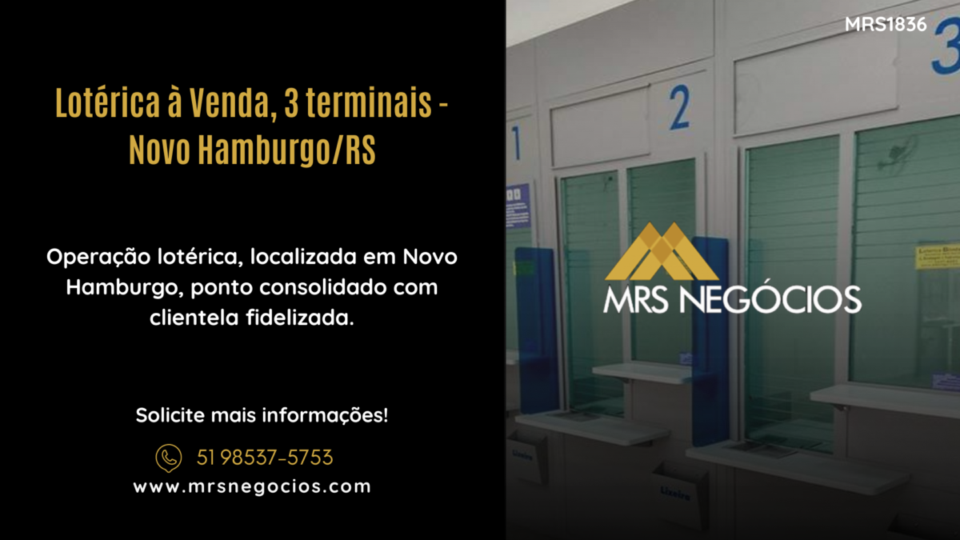 Lotérica à Venda, 3 terminais – Novo Hamburgo/RS