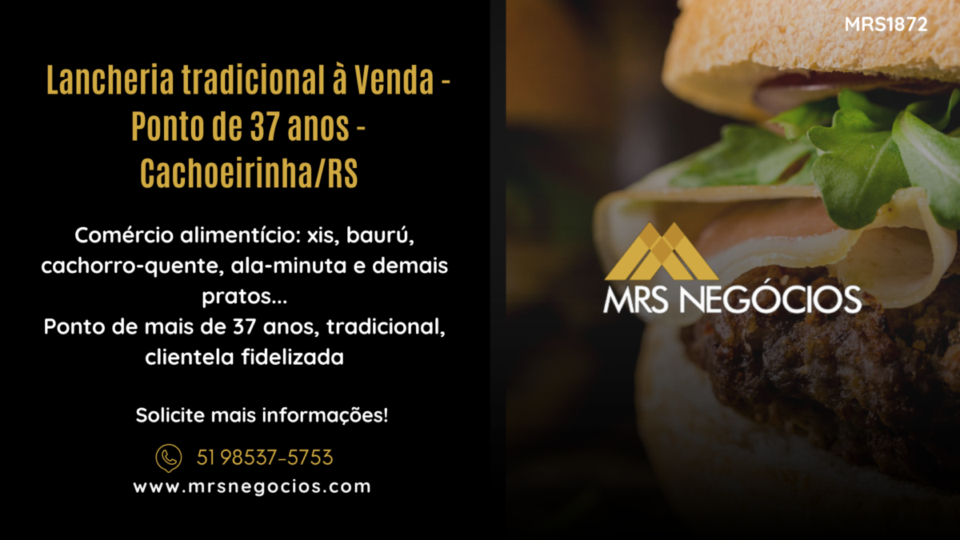 Lancheria tradicional à Venda – Ponto de 37 anos – Cachoeirinha/RS