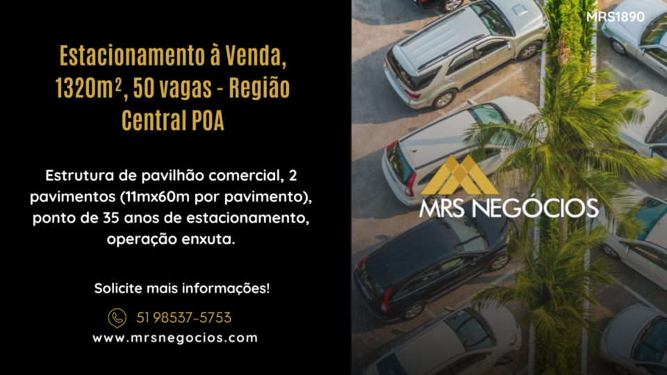 Estacionamento à Venda, 1320m², 50 vagas – Região Central POA