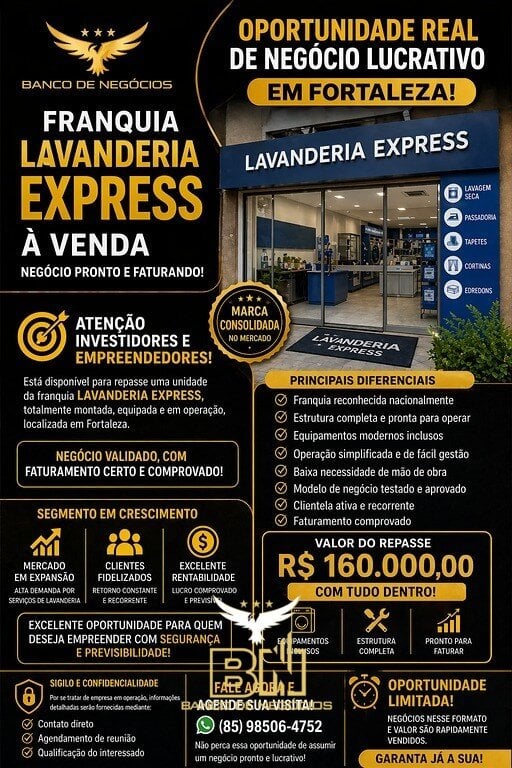 Vendo Franquia de Lavanderia Express em Fortaleza-CE – 3010
