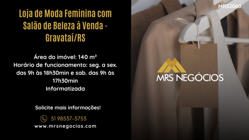 Loja de Moda Feminina com Salão de Beleza à Venda – Gravataí/RS