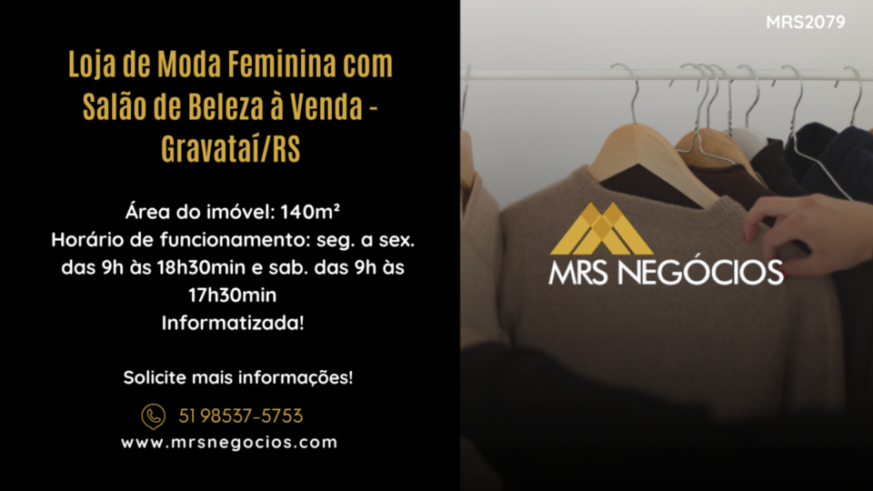 Loja de Moda Feminina com Salão de Beleza à Venda – Gravataí/RS