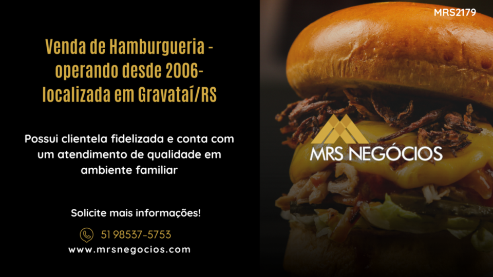 Venda de Hamburgueria – operando há 19 anos – localizada em Gravataí/RS