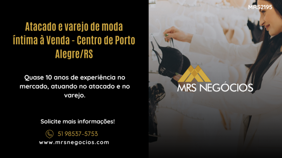 Atacado e varejo de moda íntima à Venda – Centro de Porto Alegre/RS