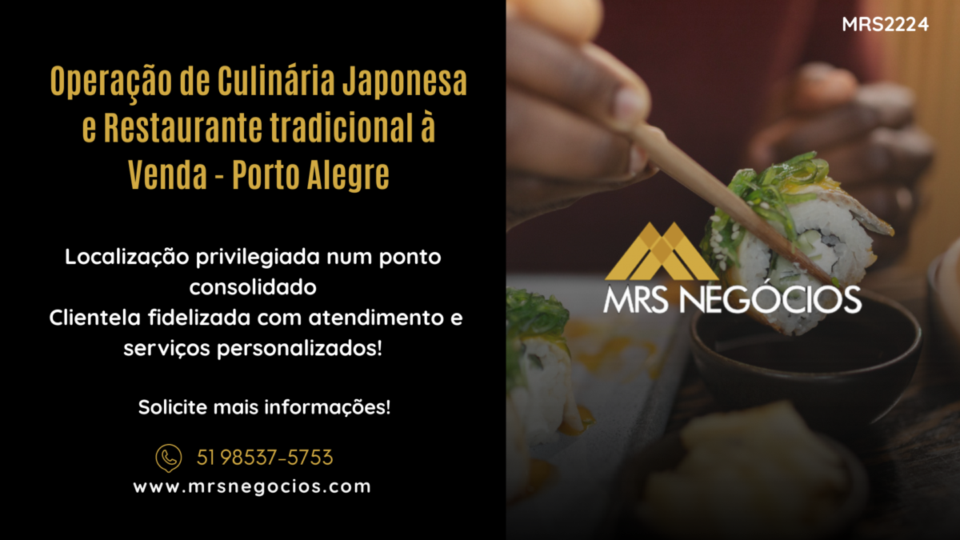 Operação de Culinária Japonesa e Restaurante tradicional à Venda – Porto Al