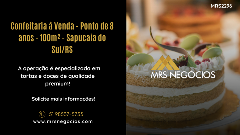 Confeitaria à Venda – Ponto de 8 anos – 100m² – Sapucaia do Sul/RS