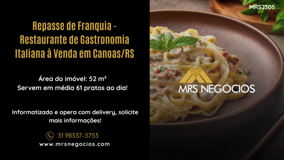 Repasse de Franquia – Restaurante de Gastronomia Italiana à Venda em Canoas