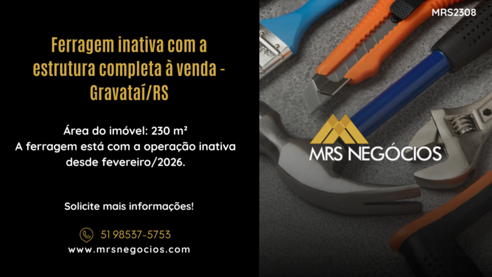 Ferragem inativa com a estrutura completa à venda – 230m² – Gravataí/RS
