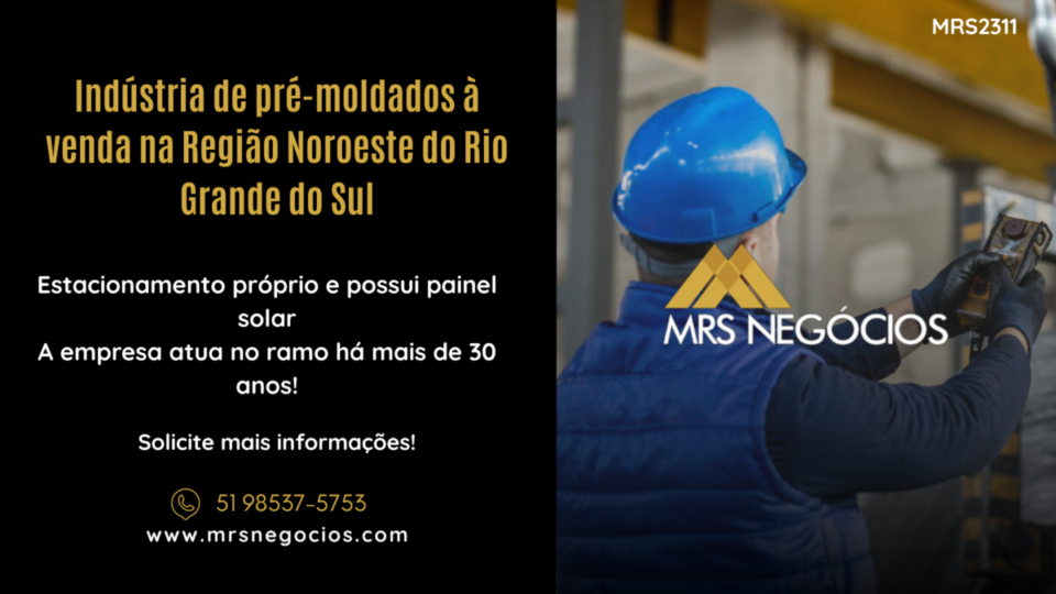 Indústria de pré-moldados à venda na Região Noroeste do Rio Grande do Sul
