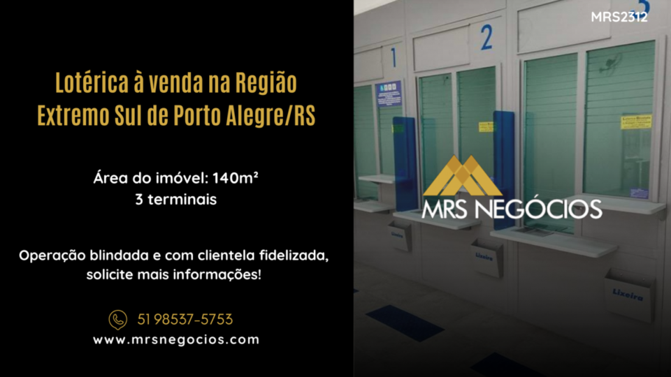 Lotérica à venda na Região Extremo Sul de Porto Alegre/RS
