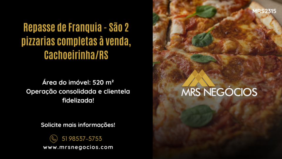 Repasse de Franquia – São 2 pizzarias completas à venda, Cachoeirinha/RS