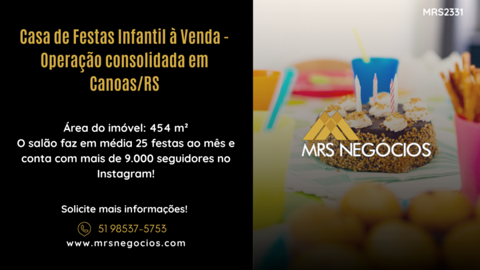 Casa de Festas Infantil à Venda – Operação consolidada em Canoas/RS