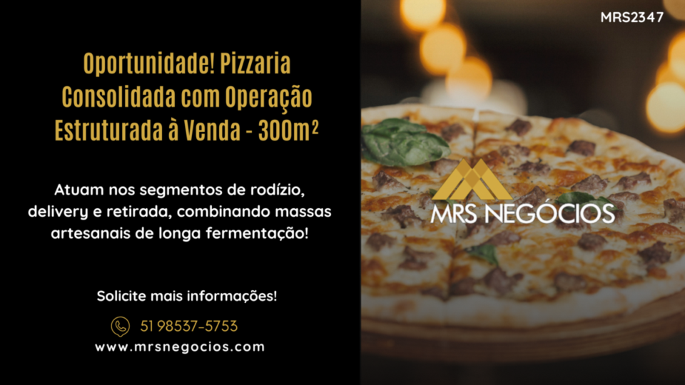 Oportunidade Pizzaria Consolidada com Operação Estruturada à Venda – 300m²