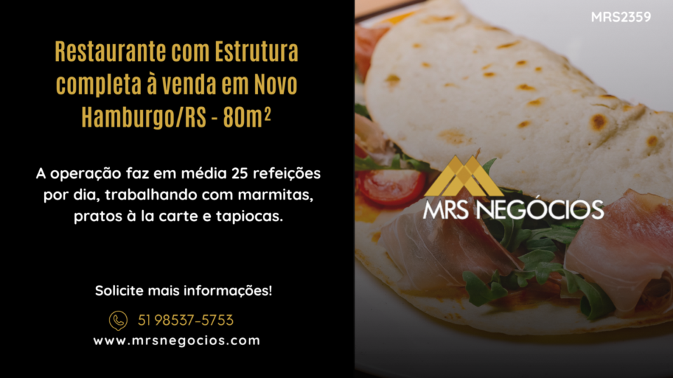Restaurante com Estrutura completa à venda em Novo Hamburgo/RS – 80m²