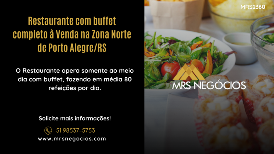Restaurante com buffet completo à Venda na Zona Norte de Porto Alegre/RS