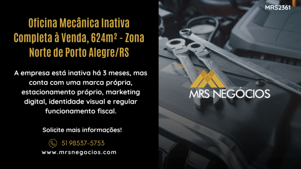 Oficina Mecânica Inativa Completa à Venda, 624m² – Zona Norte de Porto Aleg