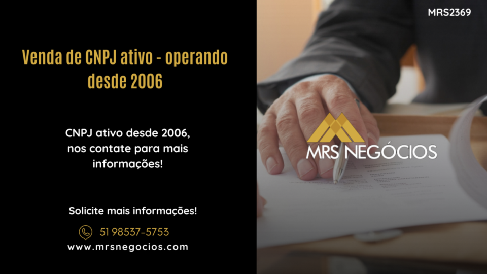 Venda de CNPJ ativo – operando desde 2006