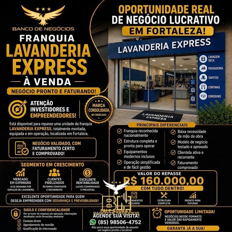 Vendo Franquia de Lavanderia Express em Fortaleza-CE – 3010