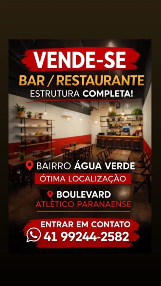 Bar e Restaurante à Venda – Estrutura Completa no Água Verde