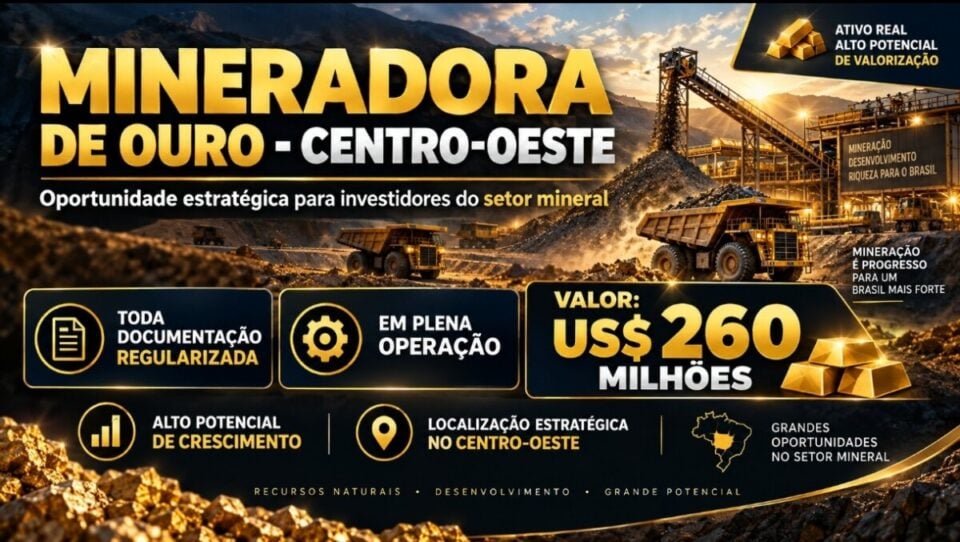 MINERADORA DE OURO À VENDA NA REGIÃO CENTRO OESTE
