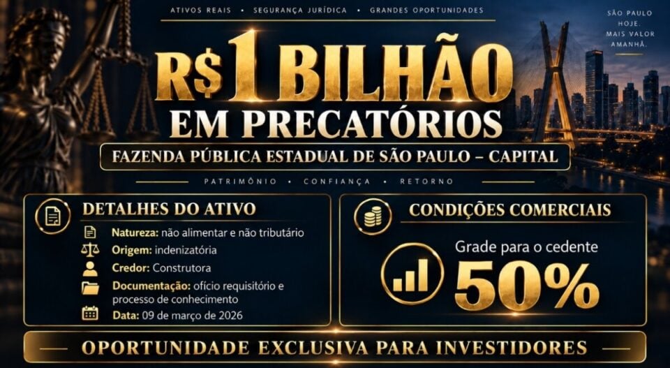 OPORTUNIDADE PARA INVESTIDORES PRECATÓRIO ESTADUAL DE SÃO PAULO
