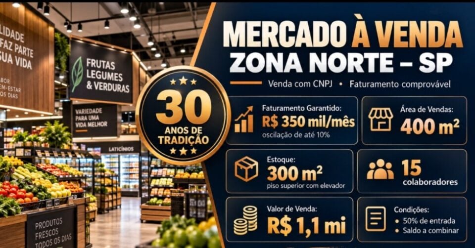 EXCEPCIONAL OPORTUNIDADE MERCADO À VENDA  ZONA NORTE DE SÃO PAULO